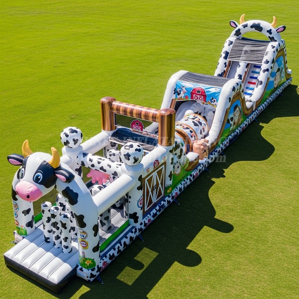 T7-3755 Cow Theme Inflatable Obstacle Course