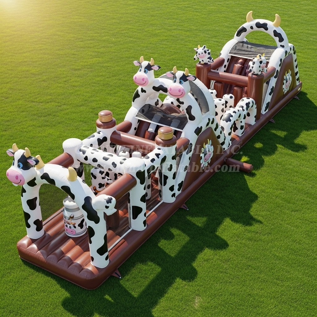 T7-3757 Cow Theme Inflatable Obstacle Course