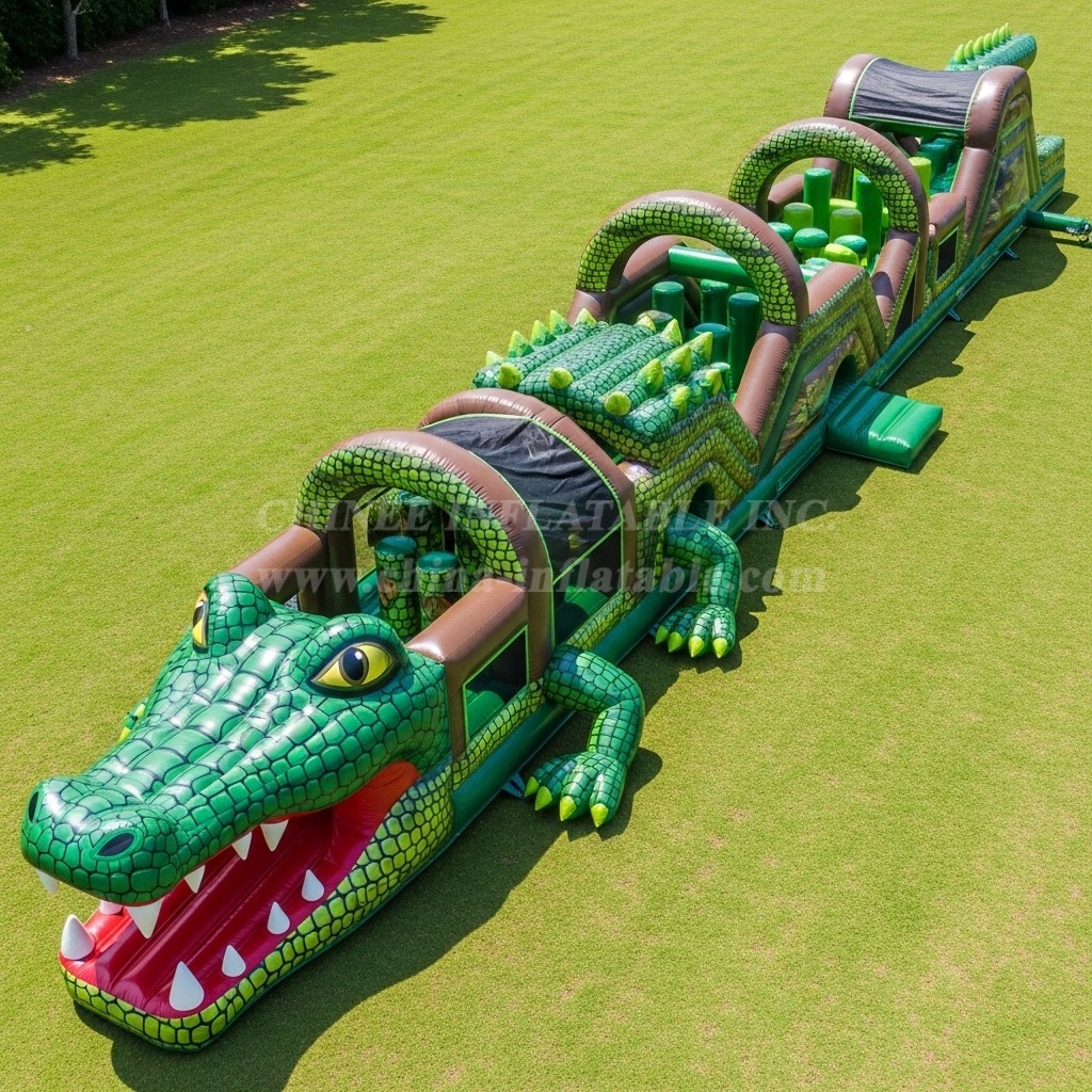 T7-3765 Crocodile Theme Inflatable Obstacle Course
