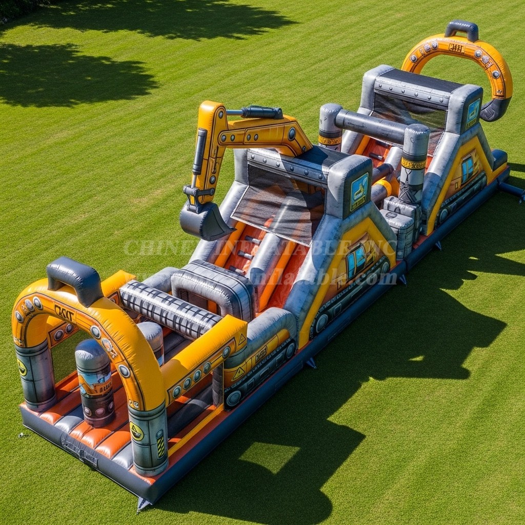 T7-3803 Excavator Theme Inflatable Obstacle Course