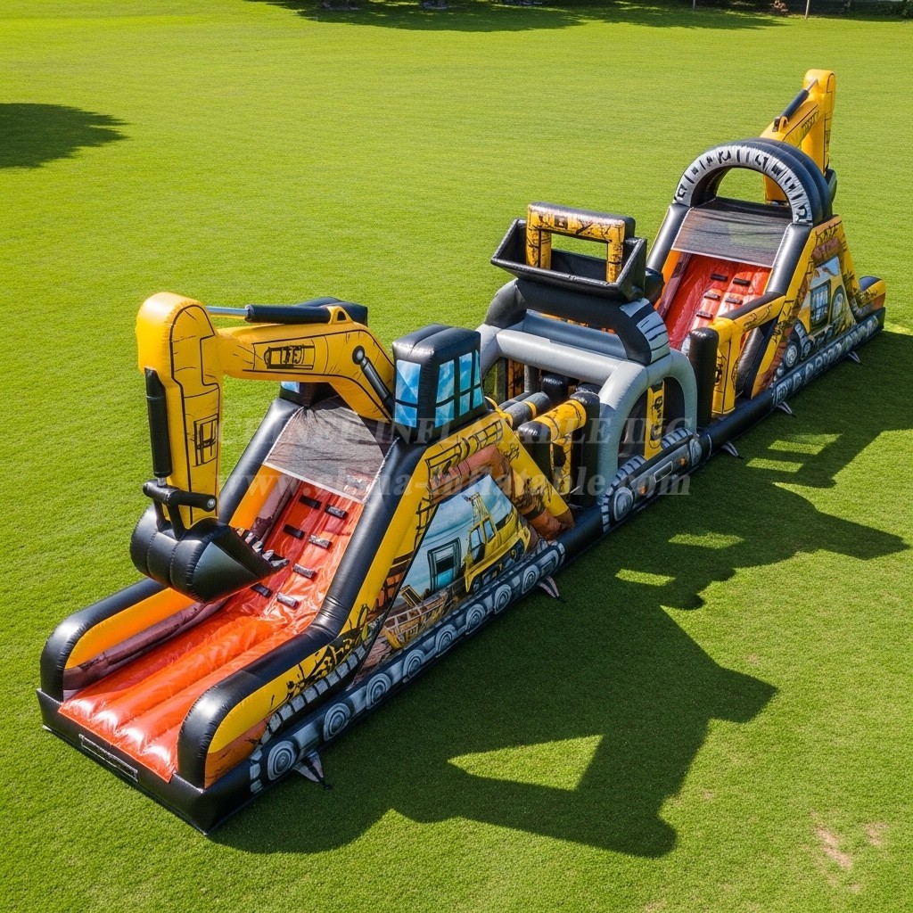 T7-3804 Excavator Theme Inflatable Obstacle Course