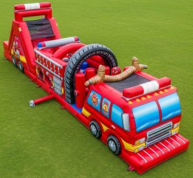 T7-3821 Firetruck Theme Inflatable Obstacle Course