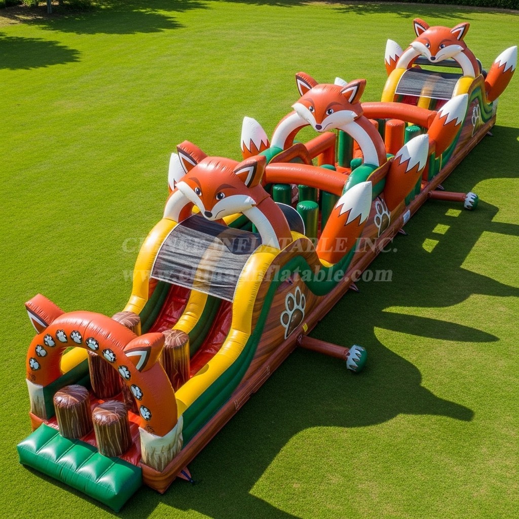 T7-3829 Fox Theme Inflatable Obstacle Course