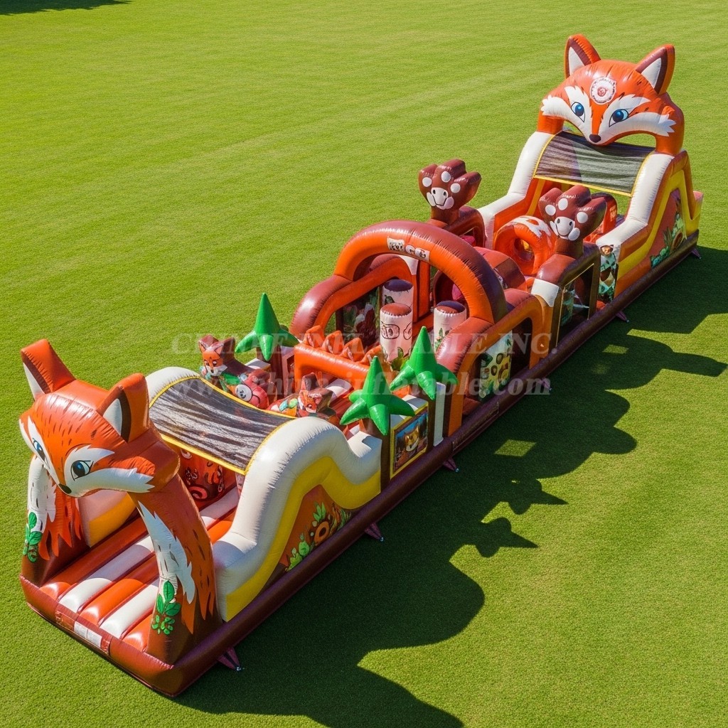 T7-3833 Fox Theme Inflatable Obstacle Course