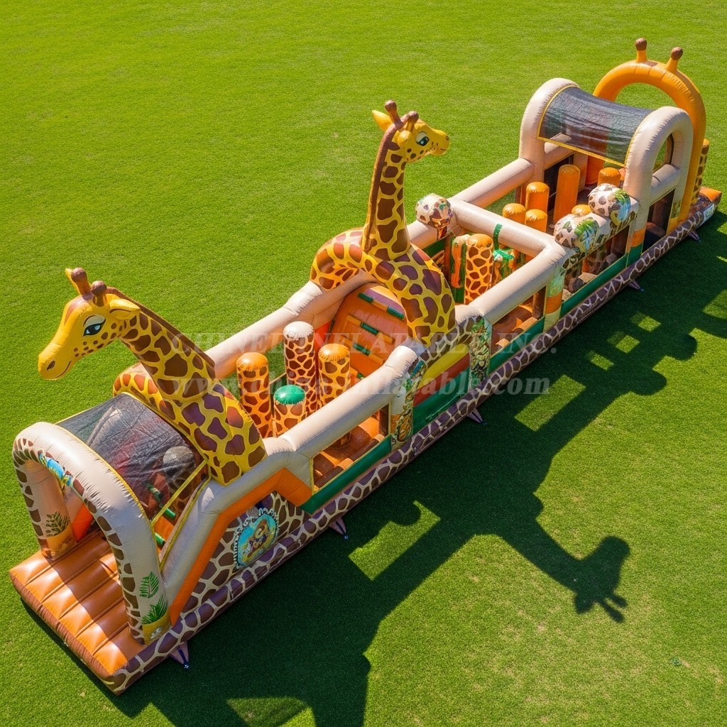 T7-3835 Giraffe Theme Inflatable Obstacle Course