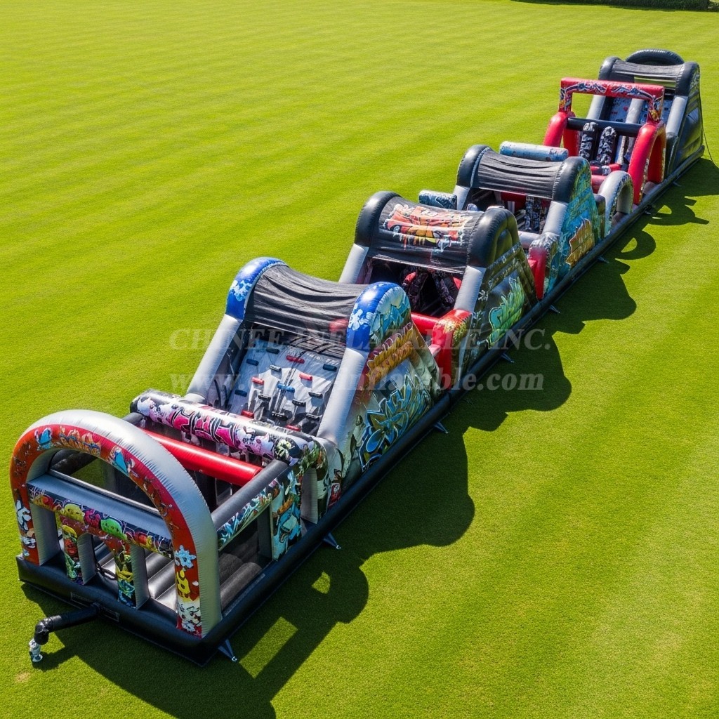 T7-3841 Graffiti Theme Inflatable Obstacle Course
