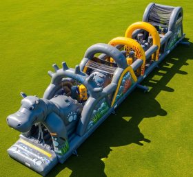 T7-3859 Hippo Theme Inflatable Obstacle Course