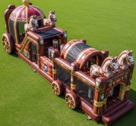 T7-3862 Horse Carriage Theme Inflatable Obstacle Course