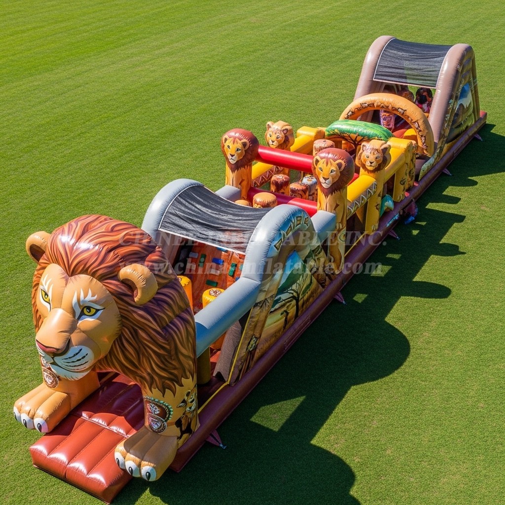 T7-3886 Lion Theme Inflatable Obstacle Course