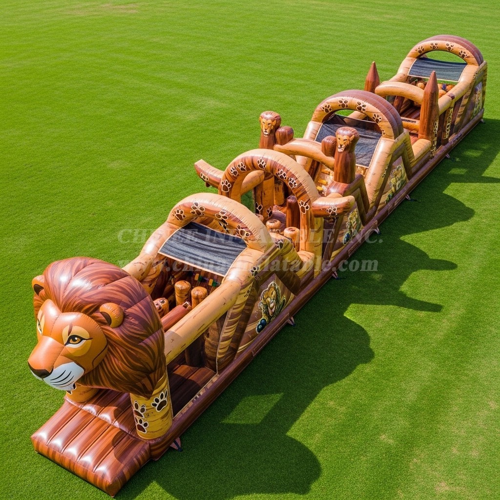 T7-3887 Lion Theme Inflatable Obstacle Course