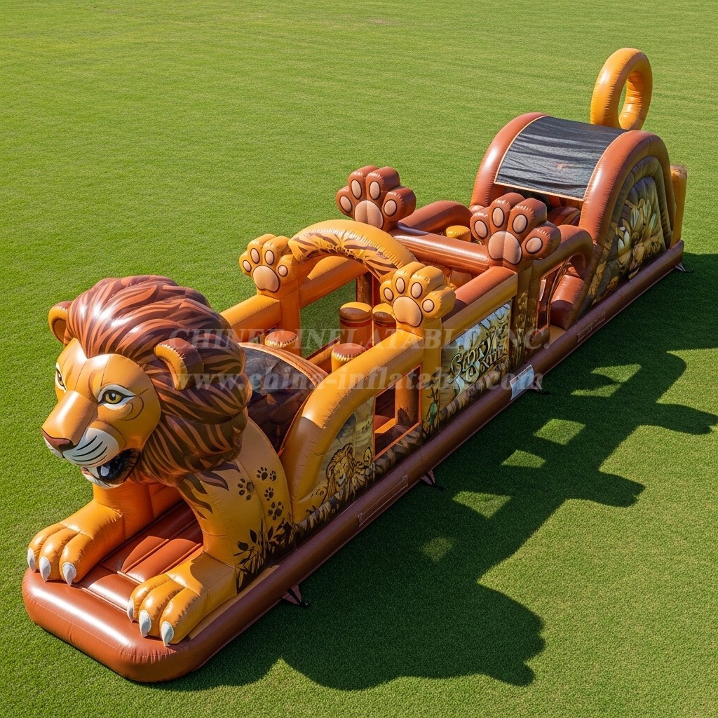 T7-3889 Lion Theme Inflatable Obstacle Course