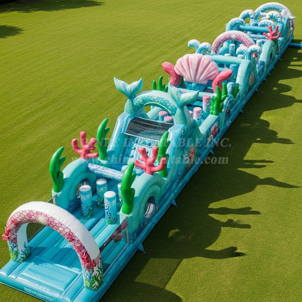 T7-3902 Mermaid Theme Inflatable Obstacle Course