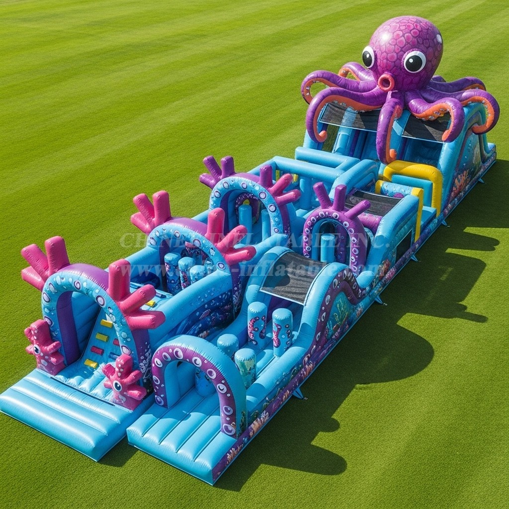 T7-3928 Octopus Theme Inflatable Obstacle Course