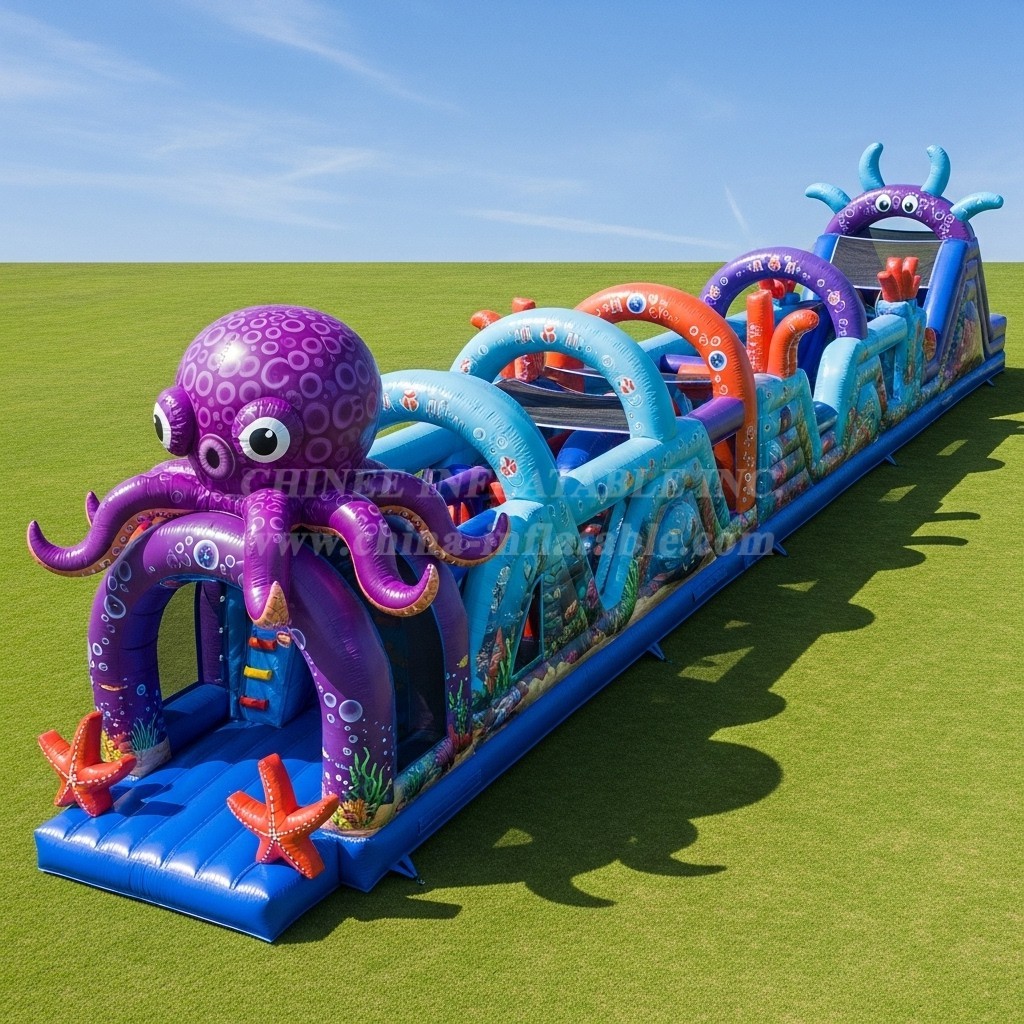 T7-3929 Octopus Theme Inflatable Obstacle Course