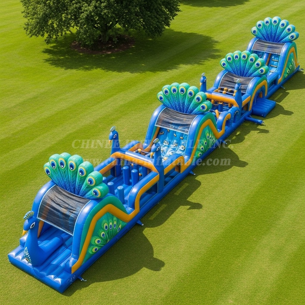 T7-3947 Peacock Theme Inflatable Obstacle Course