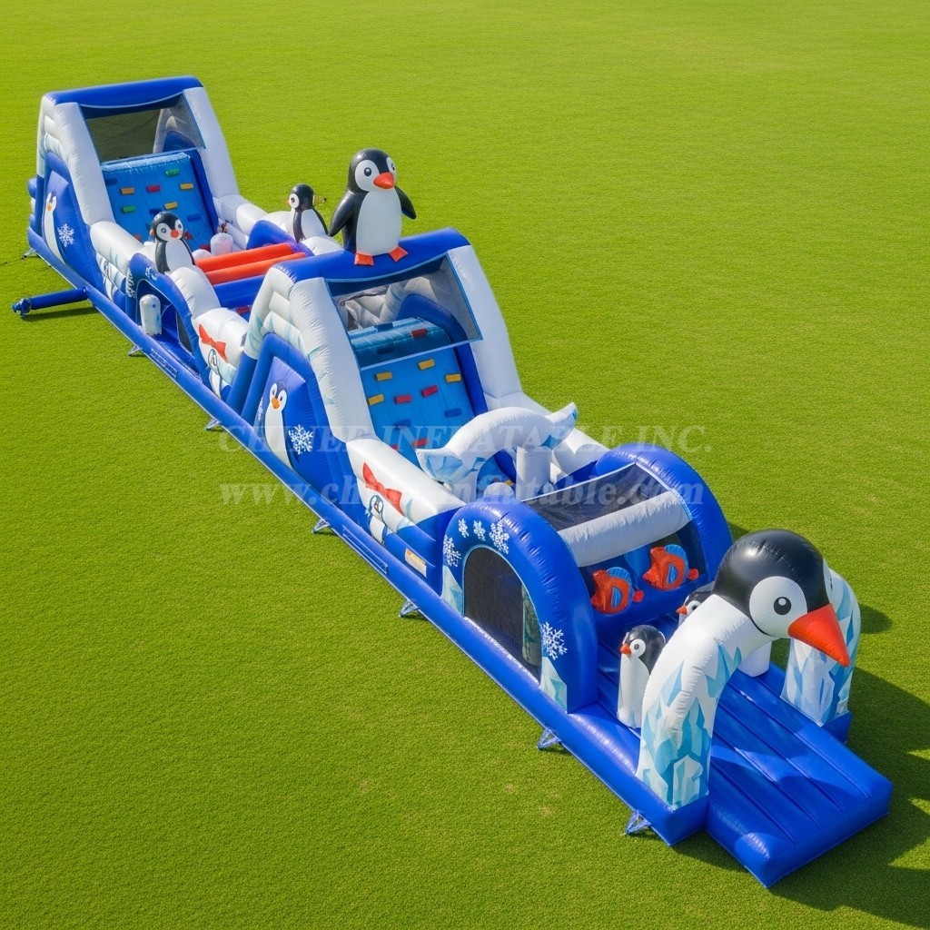 T7-3953 Penguin Theme Inflatable Obstacle Course