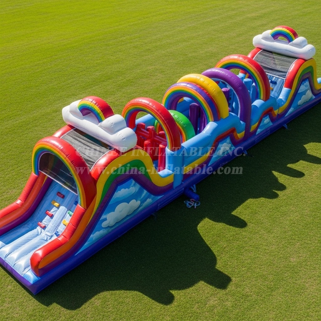 T7-3980 Rainbow Theme Inflatable Obstacle Course