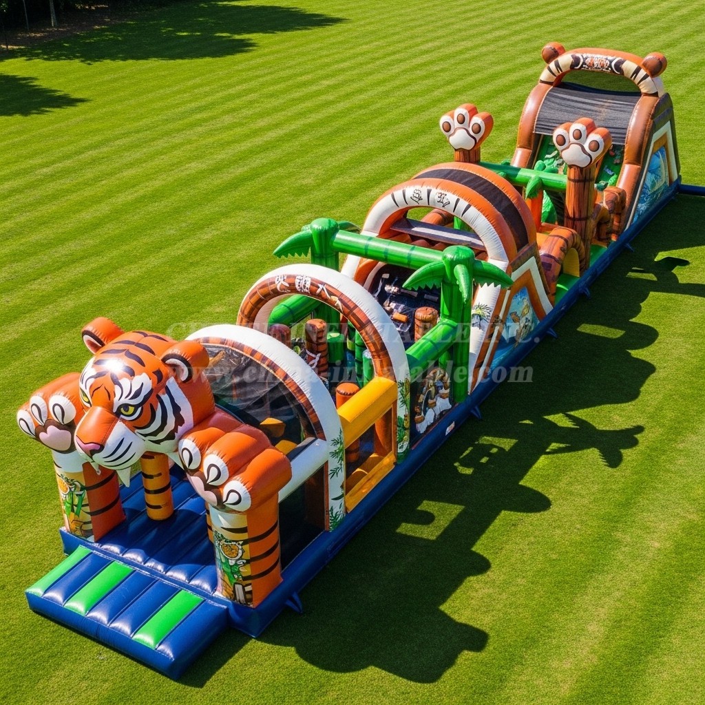 T7-4023 Tiger Theme Inflatable Obstacle Course