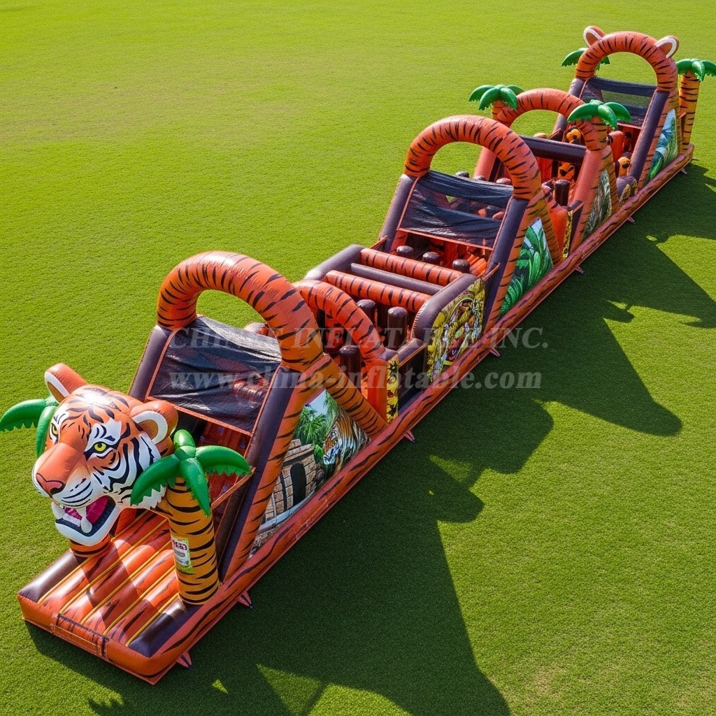 T7-4025 Tiger Theme Inflatable Obstacle Course
