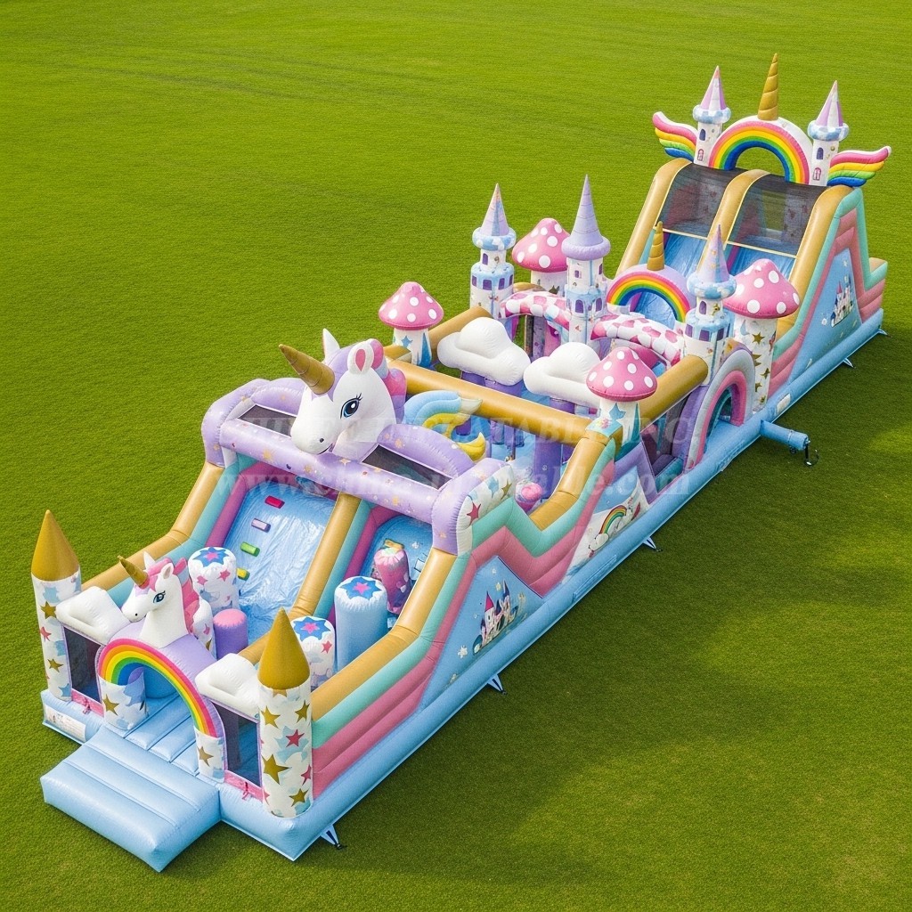 T7-4047 Unicorn Theme Inflatable Obstacle Course