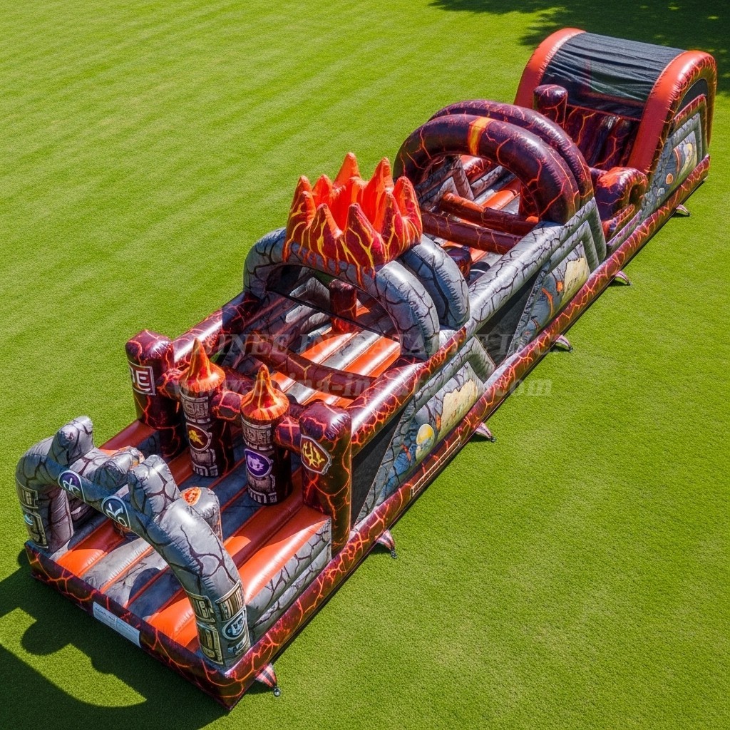 T7-4053 Volcano Theme Inflatable Obstacle Course