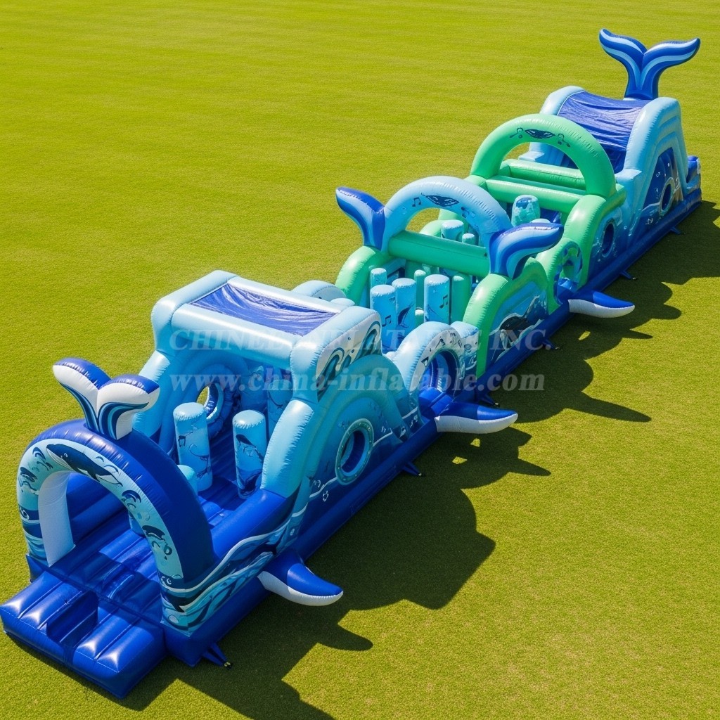T7-4064 Whale Theme Inflatable Obstacle Course