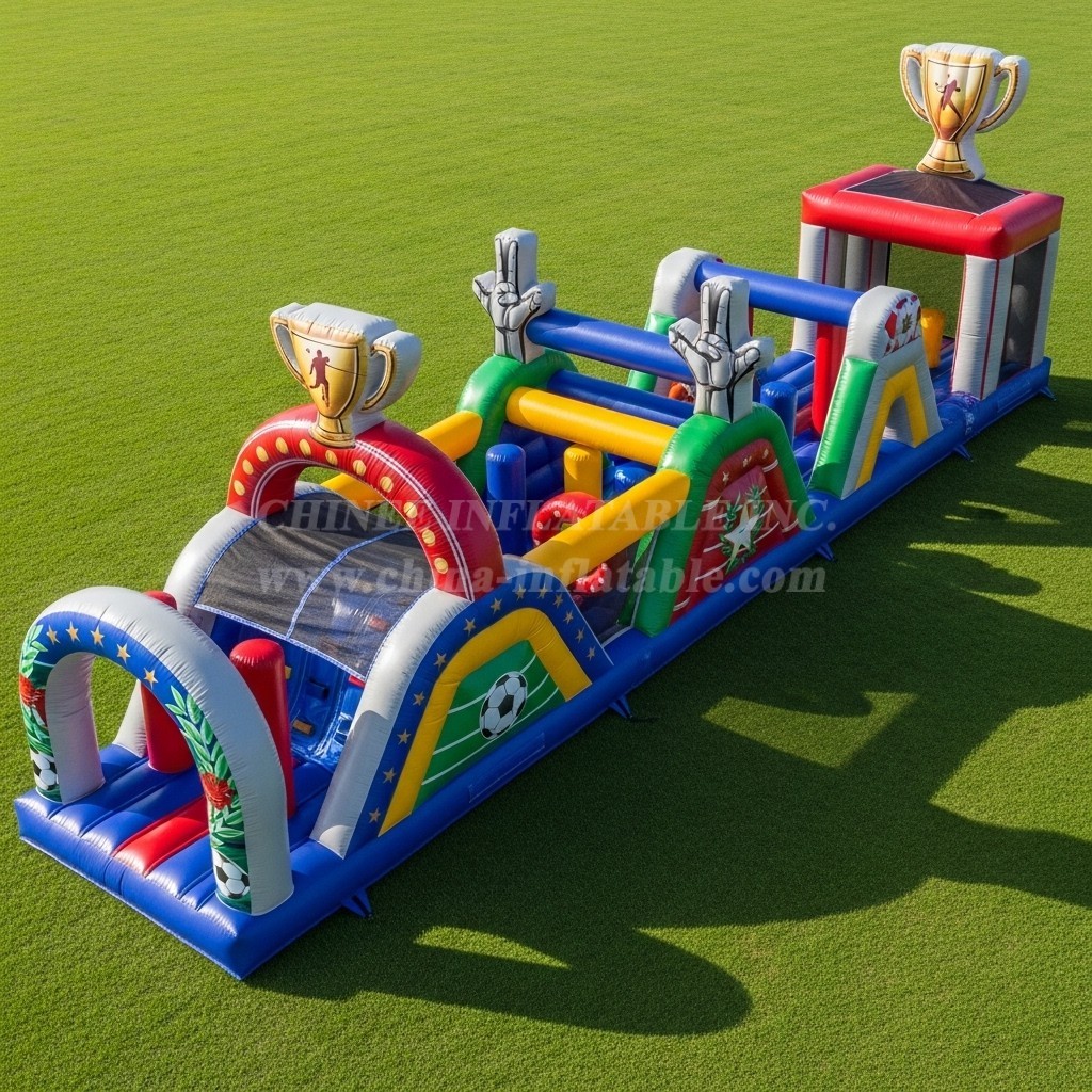 T7-4074 World Cup Theme Inflatable Obstacle Course