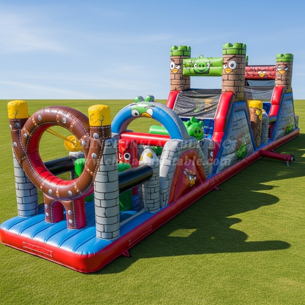 T7-4091 Angry Birds Theme Inflatable Obstacle Course