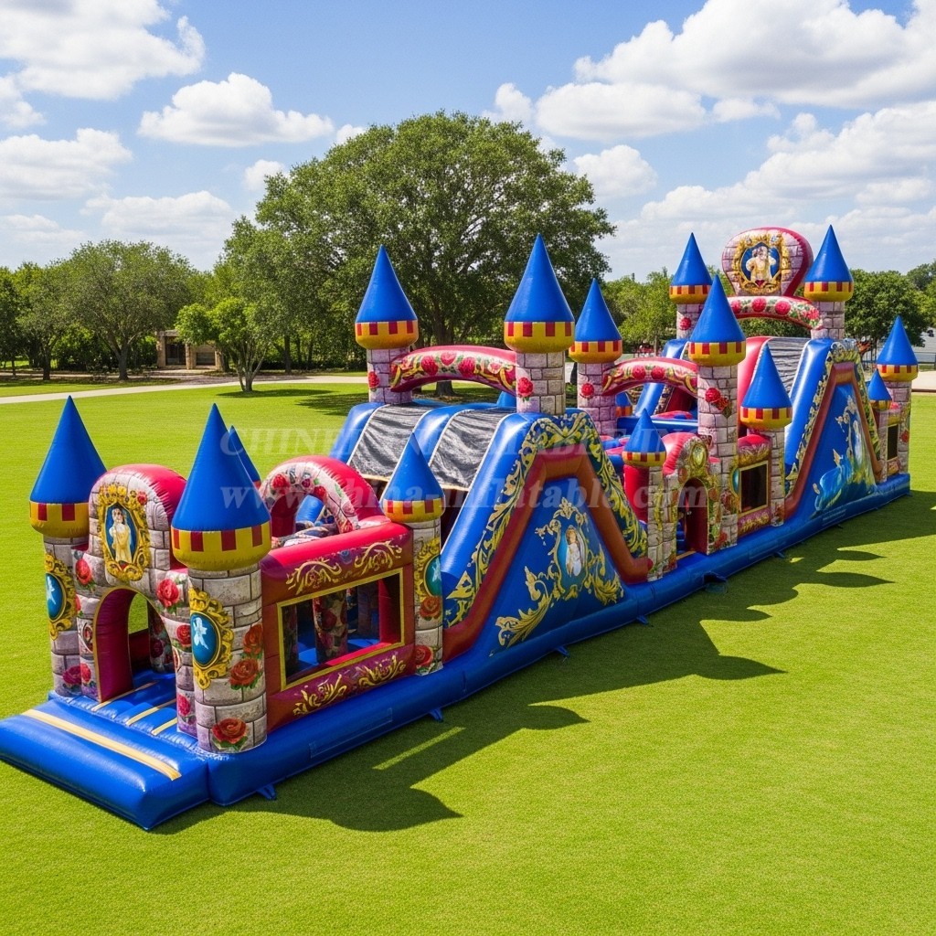 T7-4113 Beauty and the Beast Theme Inflatable Obstacle Course