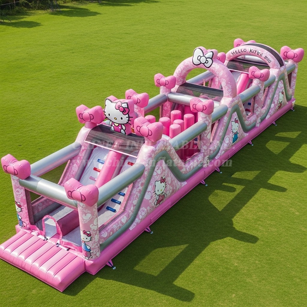 T7-4197 Hello Kitty Theme Inflatable Obstacle Course