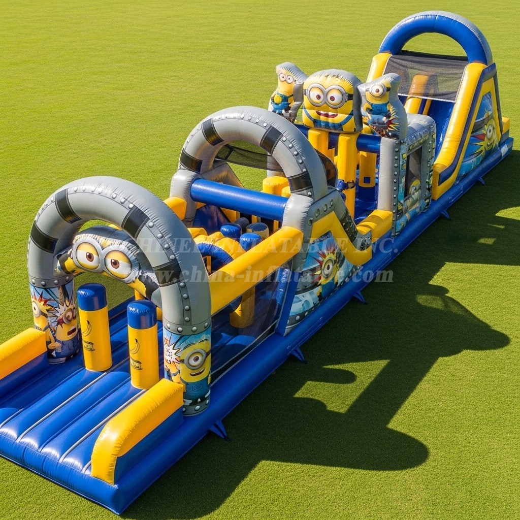 T7-4254 Minions Theme Inflatable Obstacle Course