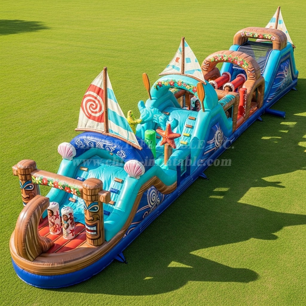 T7-4259 Moana Theme Inflatable Obstacle Course