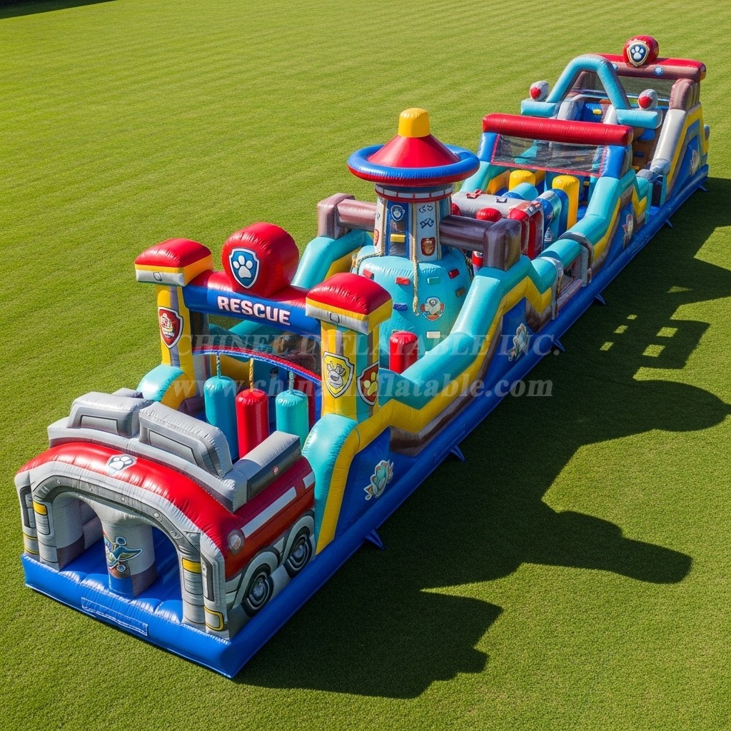 T7-4294 Paw Patrol Theme Inflatable Obstacle Course