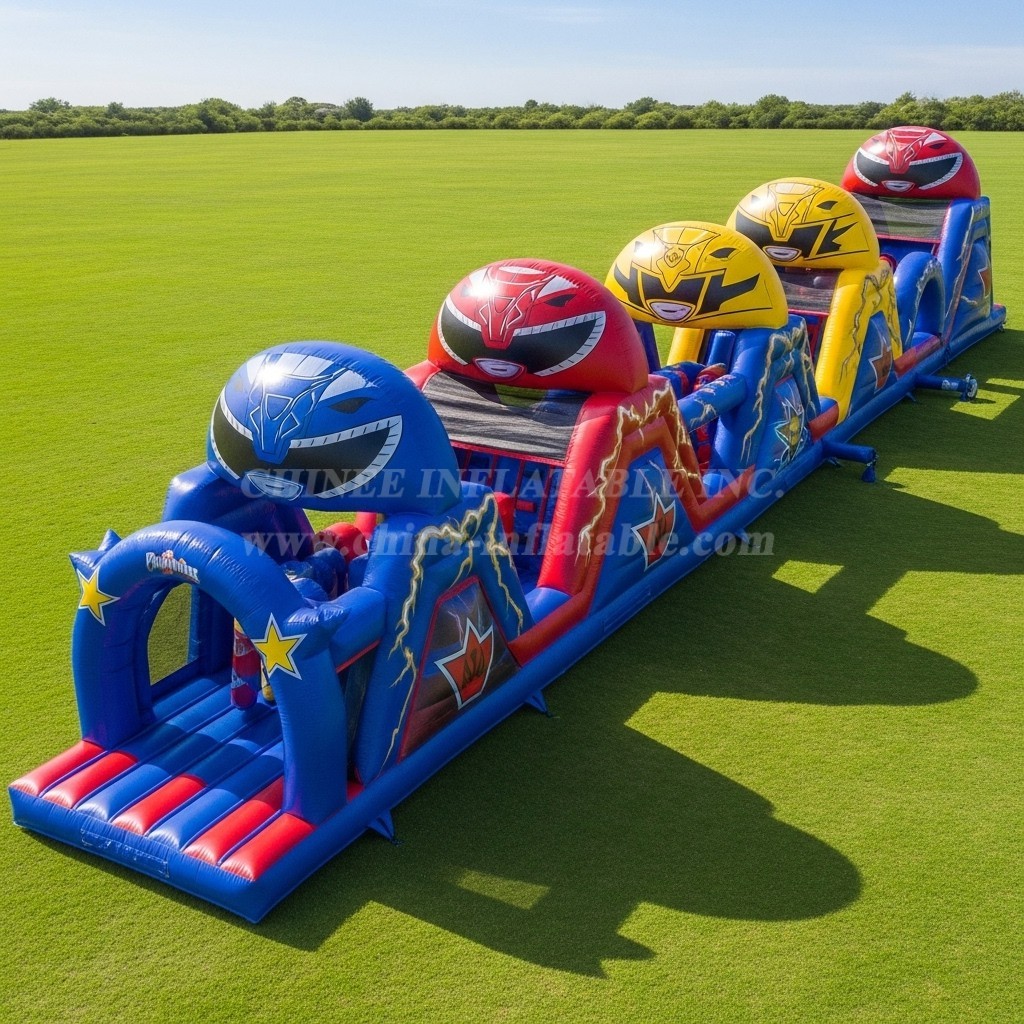 T7-4321 Power Rangers Theme Inflatable Obstacle Course