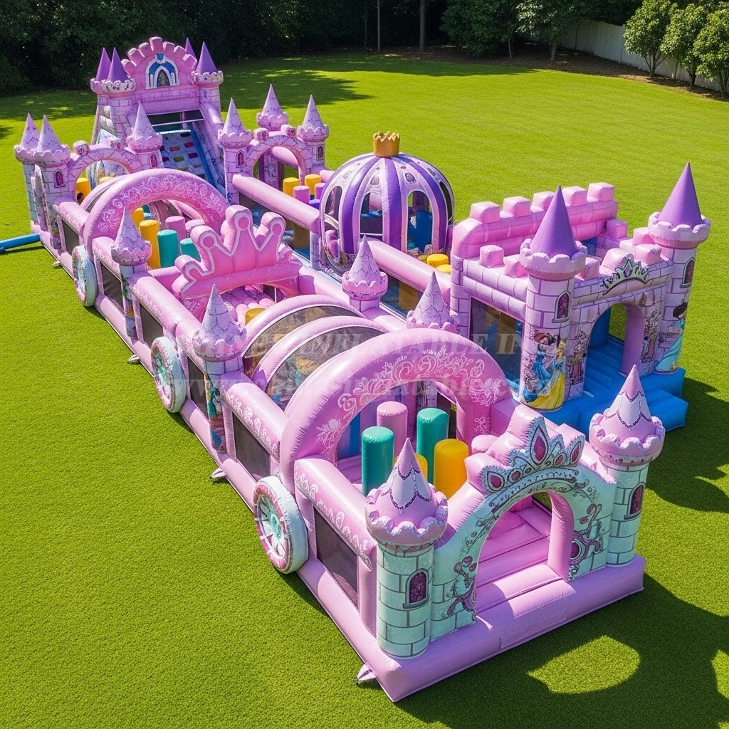 T7-4326 Princess Parties Theme Inflatable Obstacle Course