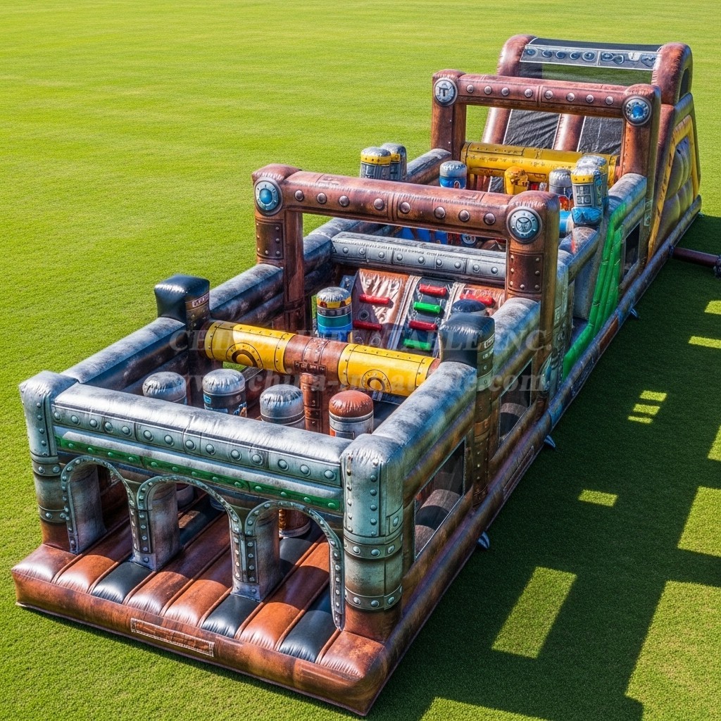 T7-4337 Rusty Rivets Theme Inflatable Obstacle Course