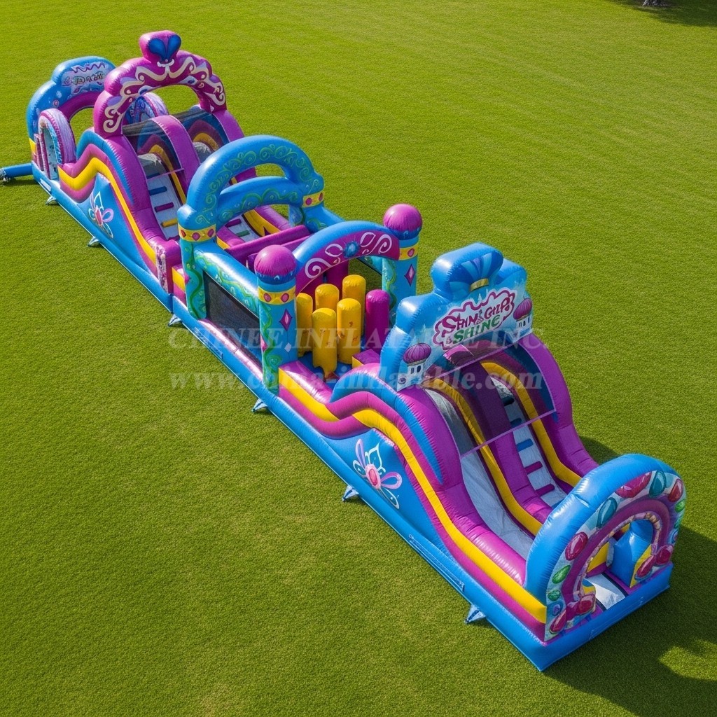 T7-4348 Shimmer & Shine Theme Inflatable Obstacle Course