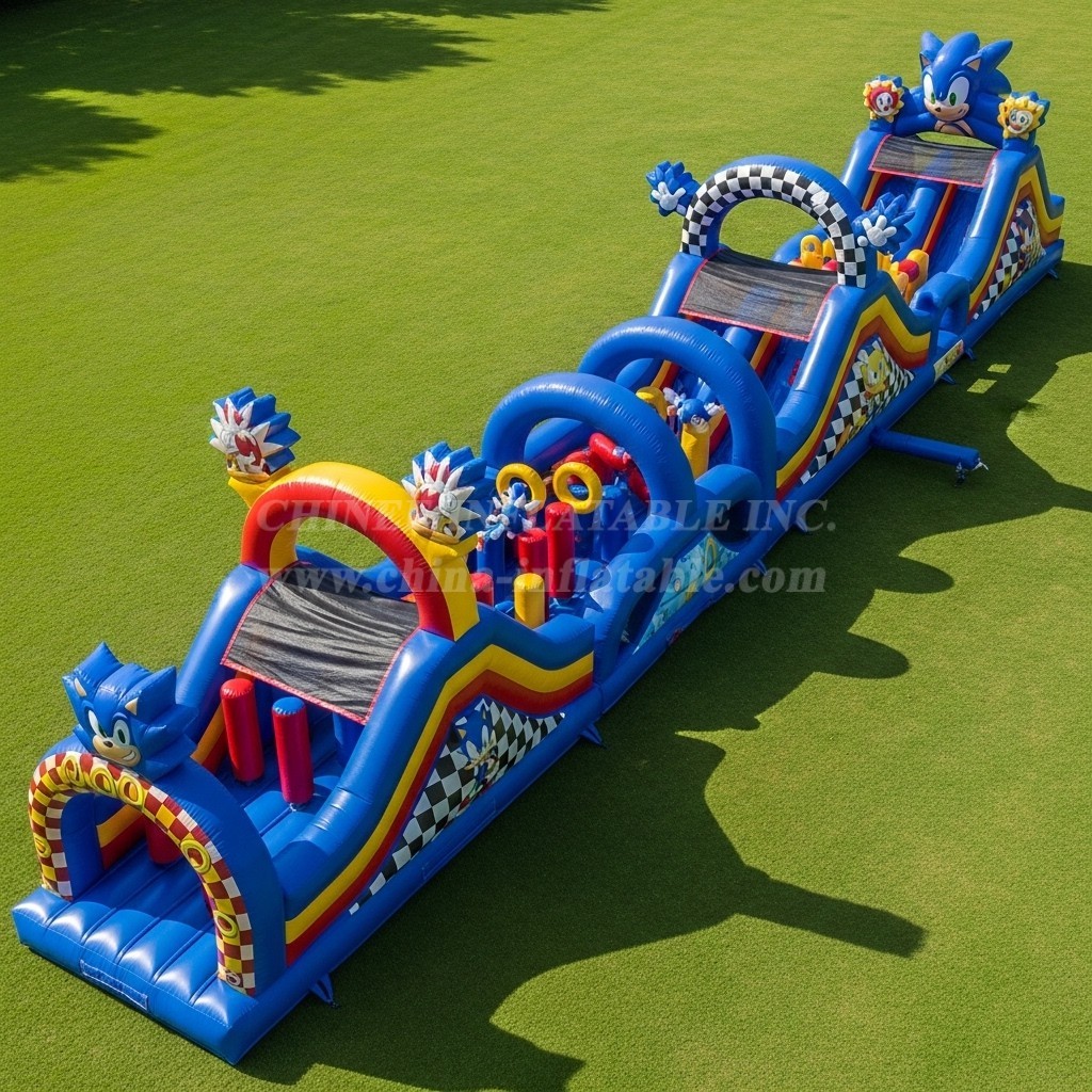 T7-4360 Sonic Theme Inflatable Obstacle Course
