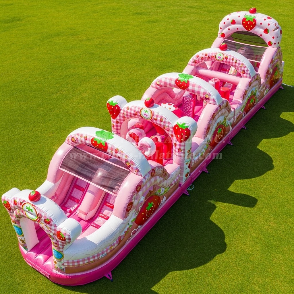 T7-4373 Strawberry Shortcake Theme Inflatable Obstacle Course
