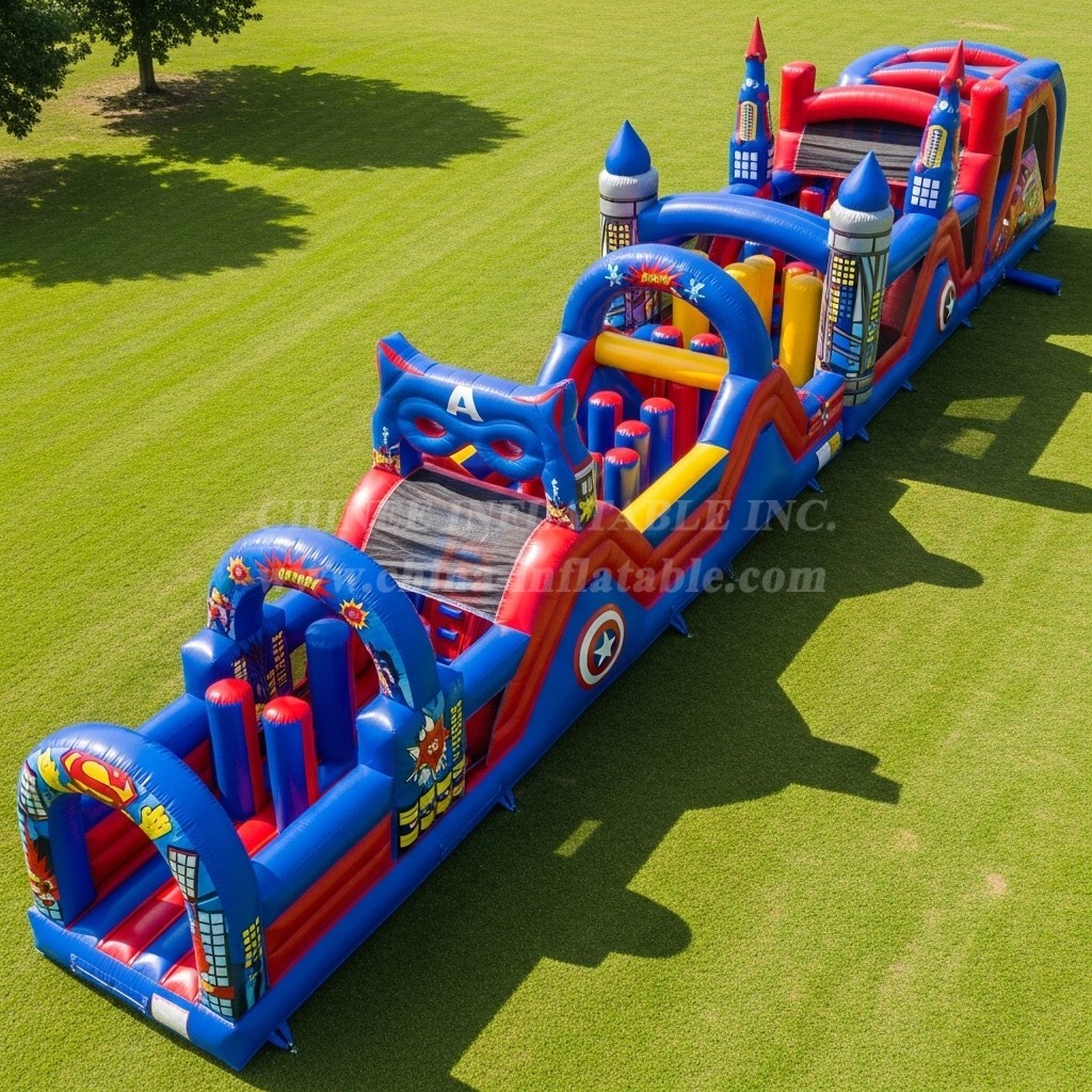 T7-4375 Superhero Theme Inflatable Obstacle Course