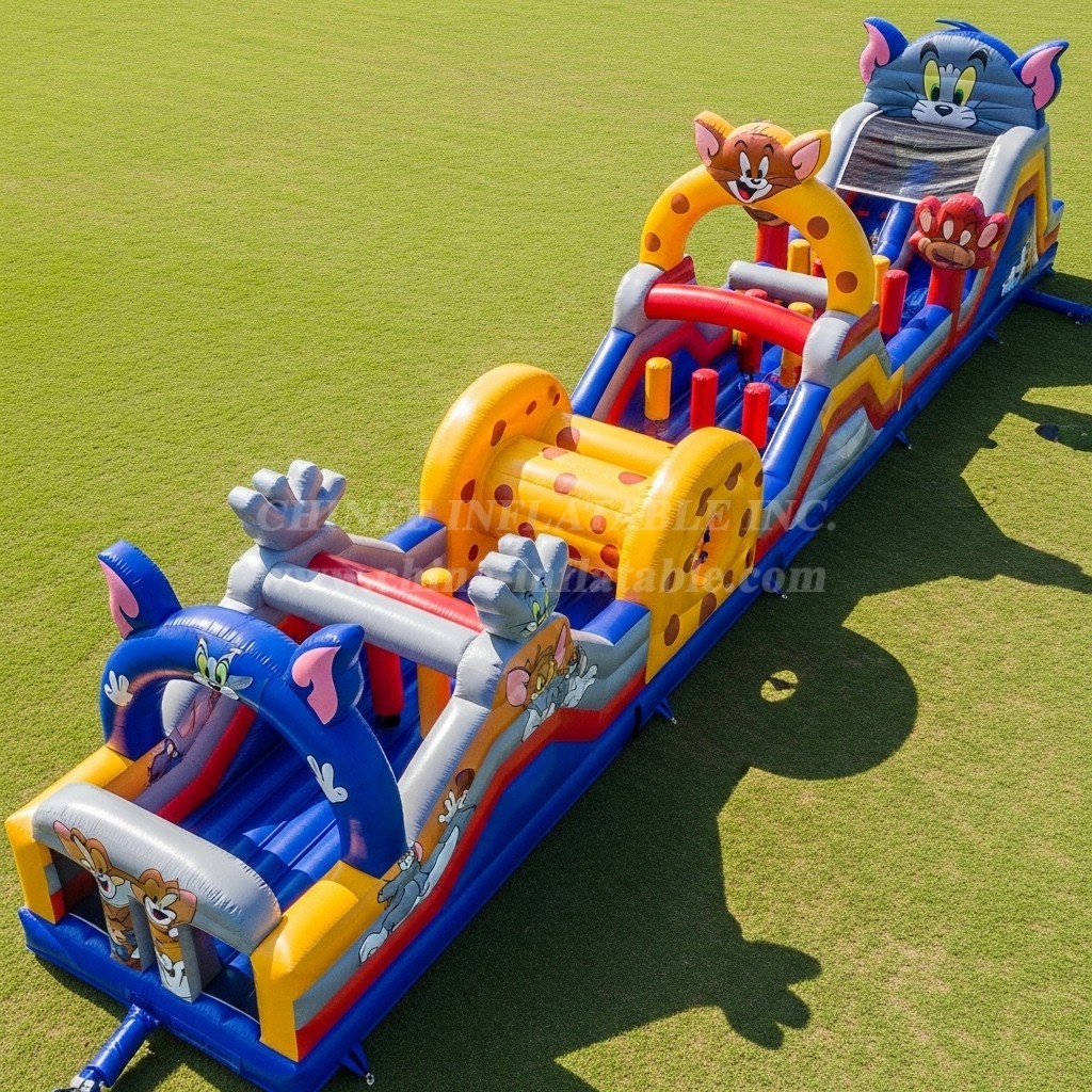 T7-4446 Tom and Jerry Theme Inflatable Obstacle Course