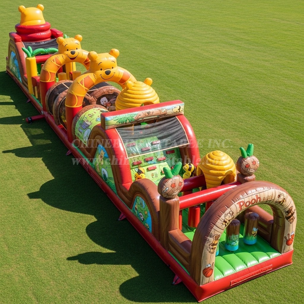 T7-4461 Winnie the Pooh Theme Inflatable Obstacle Course