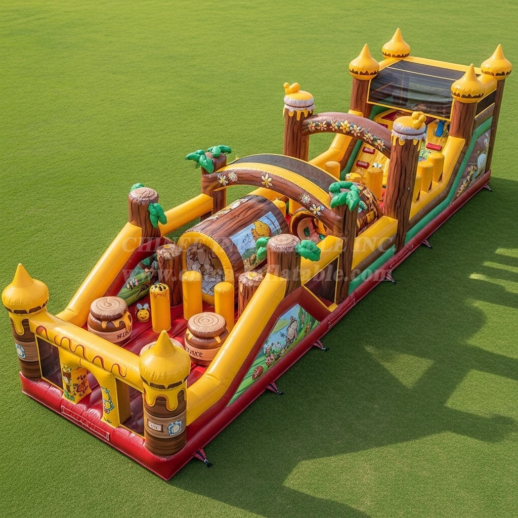 T7-4464 Winnie the Pooh Theme Inflatable Obstacle Course