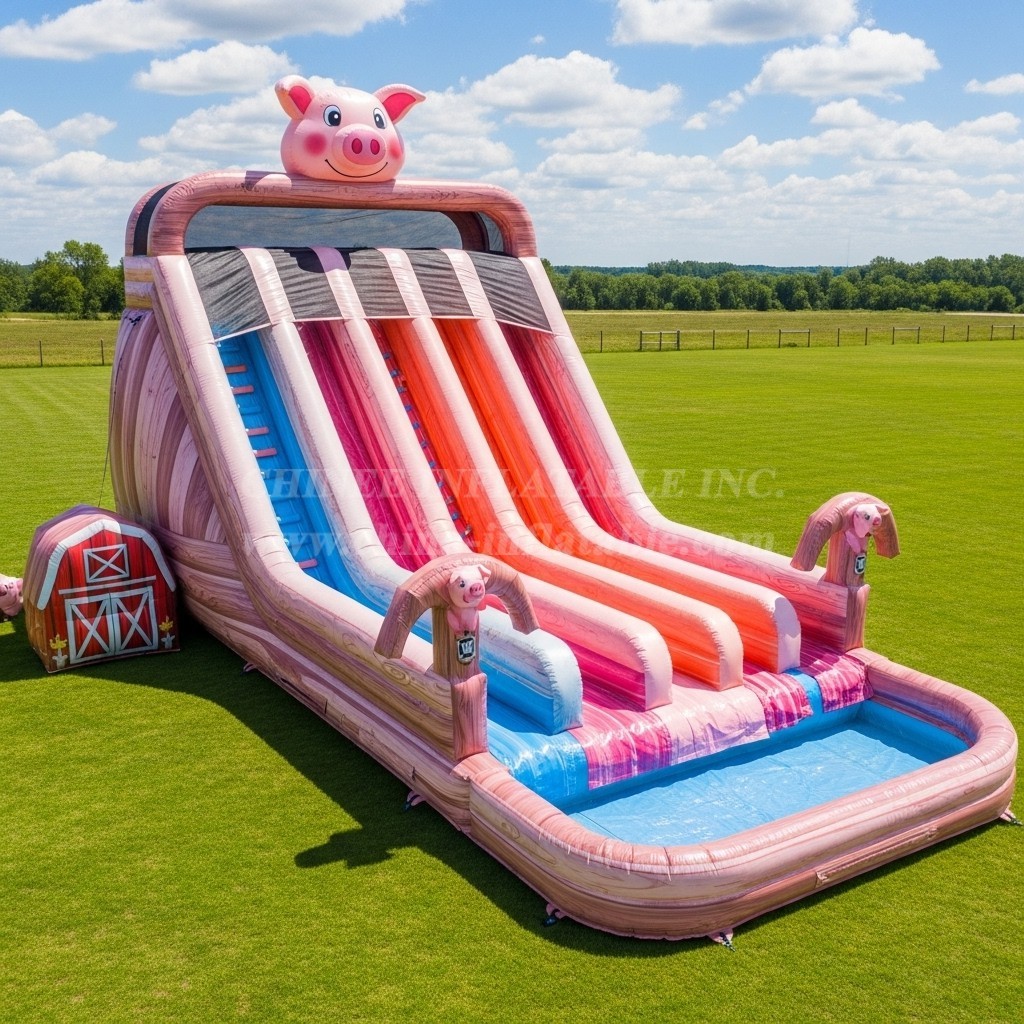 T8-5425 Pig Theme Inflatable Water Slide