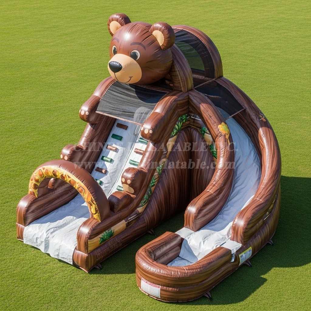T8-5457 Bear Theme Inflatable Water Slide