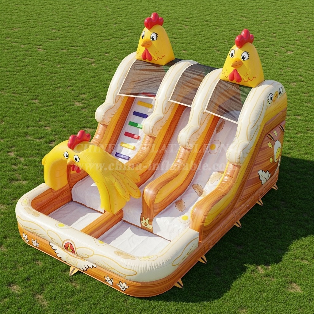 T8-5484 Chicken Theme Inflatable Water Slide