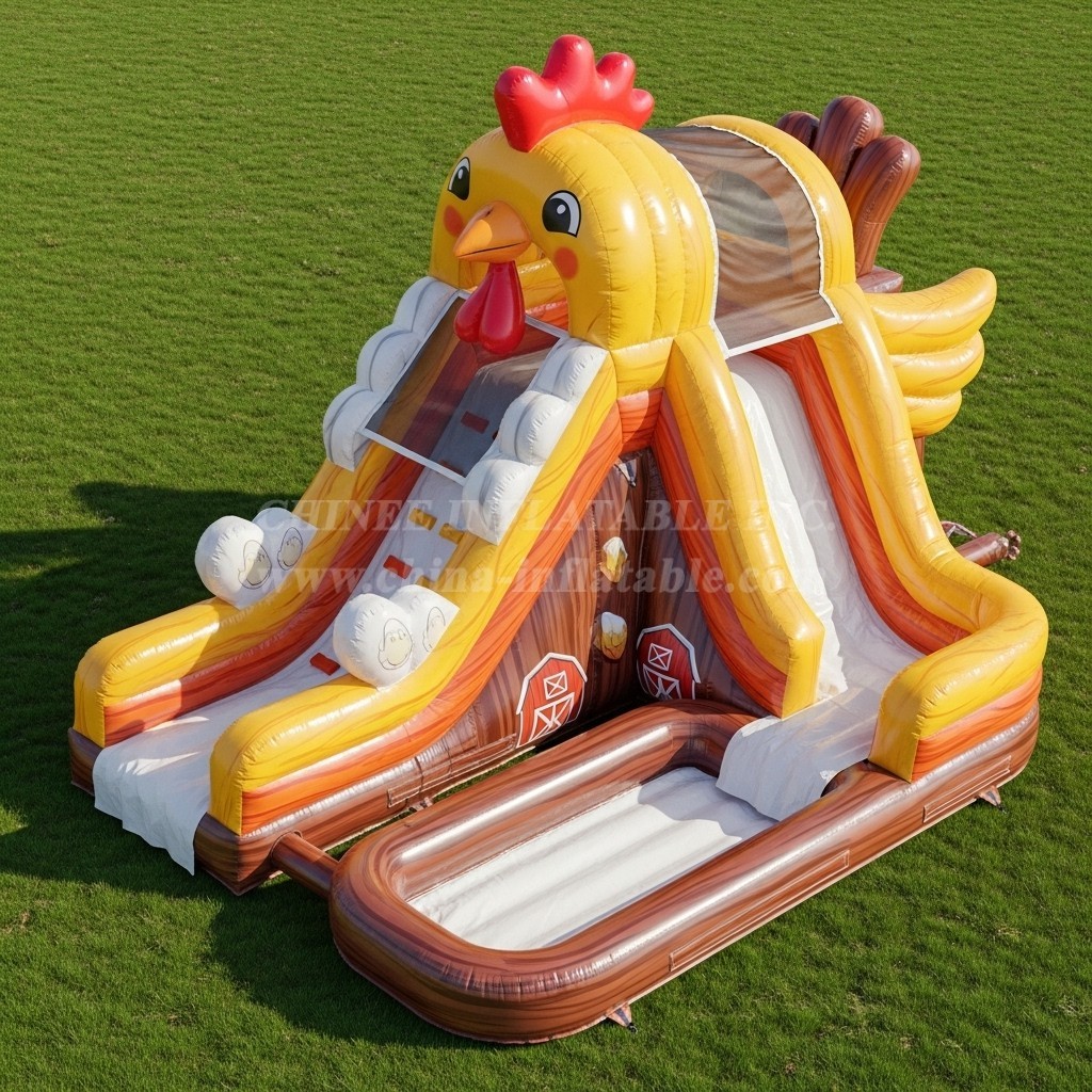 T8-5485 Chicken Theme Inflatable Water Slide