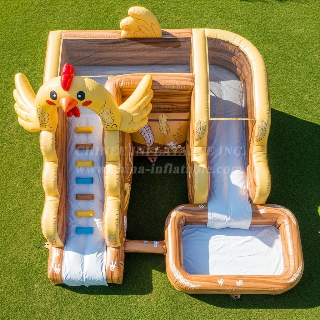 T8-5489 Chicken Theme Inflatable Water Slide