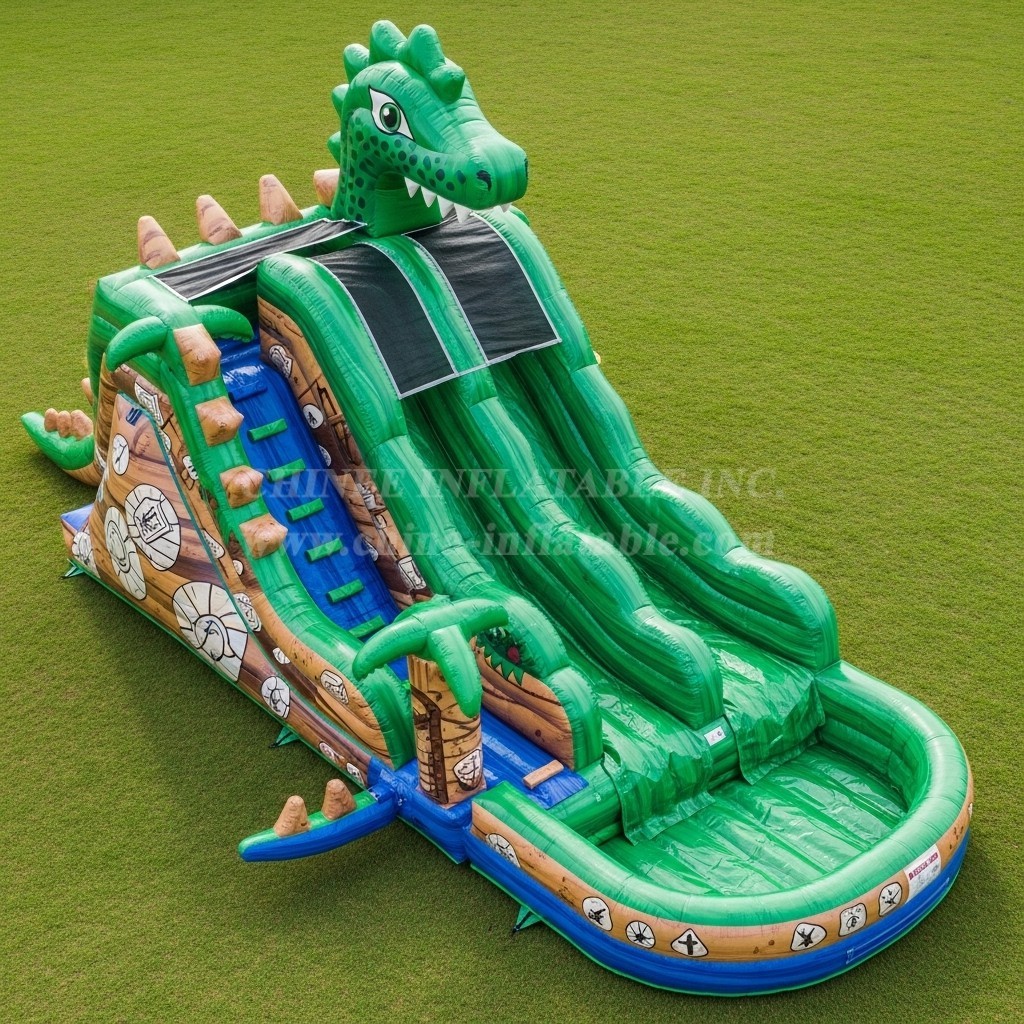 T8-5533 Dinosaur Theme Inflatable Water Slide