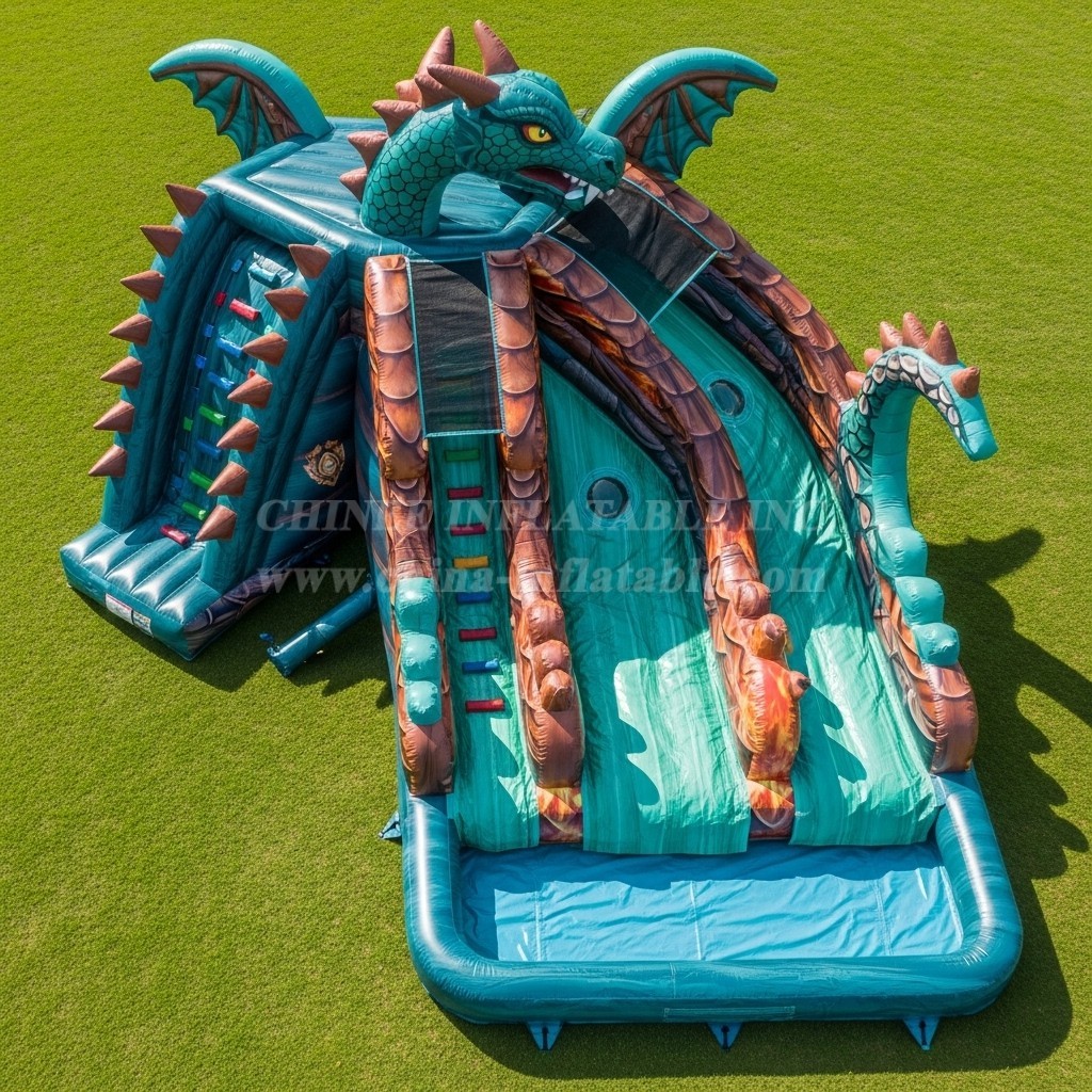 T8-5552 Dragon Theme Inflatable Water Slide